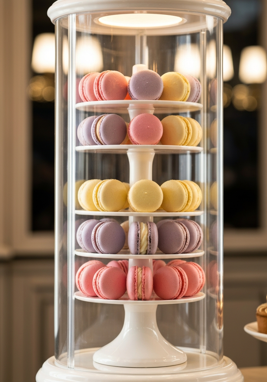 Tower of pastel macarons