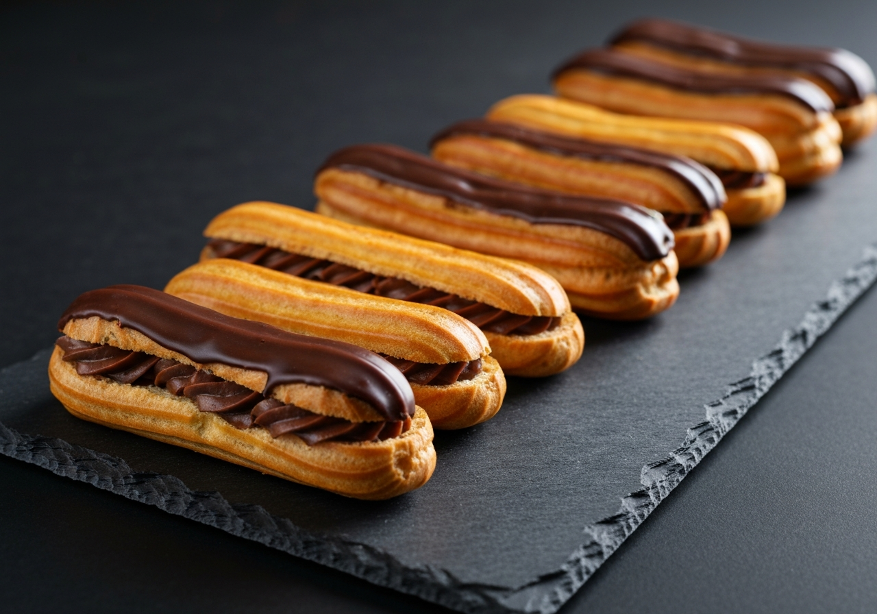 Éclairs on slate